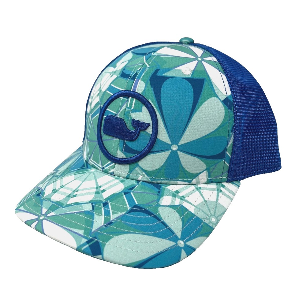 Vineyard vines Umbrella Whale Dot‎ Performance Trucker Hat OS Aqua
